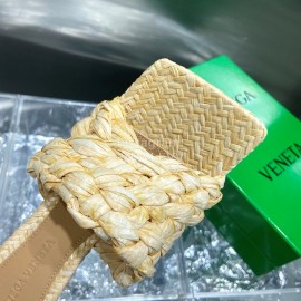 Bottega Veneta Spring Summer Fashion Woven Sheepskin High Heel Slippers Yellow