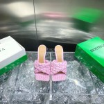 Bottega Veneta Spring Summer Fashion Woven Sheepskin High Heel Slippers Pink
