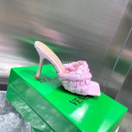 Bottega Veneta Spring Summer Fashion Woven Sheepskin High Heel Slippers Pink