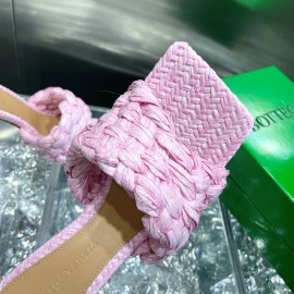 Bottega Veneta Spring Summer Fashion Woven Sheepskin High Heel Slippers Pink