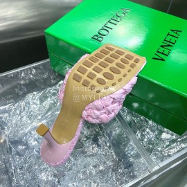 Bottega Veneta Spring Summer Fashion Woven Sheepskin High Heel Slippers Pink