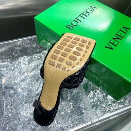 Bottega Veneta Spring Summer Fashion Woven Sheepskin High Heel Slippers Black
