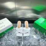Bottega Veneta Spring Summer Fashion Woven Sheepskin High Heel Slippers White