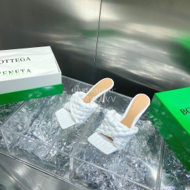 Bottega Veneta Spring Summer Fashion Woven Sheepskin High Heel Slippers White