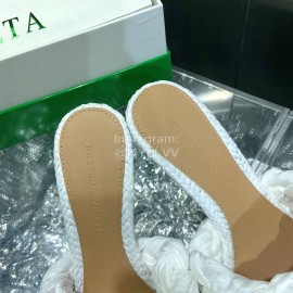 Bottega Veneta Spring Summer Fashion Woven Sheepskin High Heel Slippers White