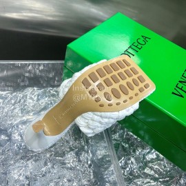 Bottega Veneta Spring Summer Fashion Woven Sheepskin High Heel Slippers White