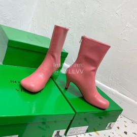 Bottega Veneta Autumn Winter New Sheepskin Retro Square Head High Heel Boots Pink