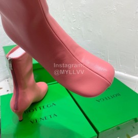 Bottega Veneta Autumn Winter New Sheepskin Retro Square Head High Heel Boots Pink