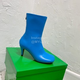 Bottega Veneta Autumn Winter New Sheepskin Retro Square Head High Heel Boots Blue