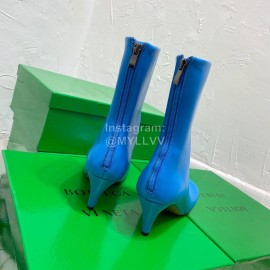 Bottega Veneta Autumn Winter New Sheepskin Retro Square Head High Heel Boots Blue