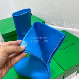 Bottega Veneta Autumn Winter New Sheepskin Retro Square Head High Heel Boots Blue