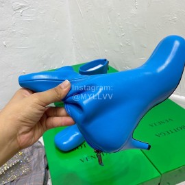 Bottega Veneta Autumn Winter New Sheepskin Retro Square Head High Heel Boots Blue