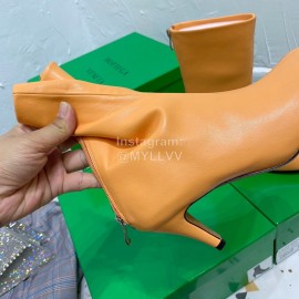 Bottega Veneta Autumn Winter New Sheepskin Retro Square Head High Heel Boots Orange