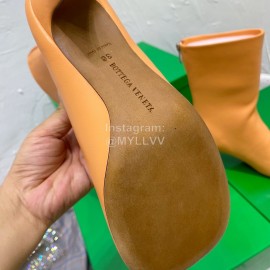 Bottega Veneta Autumn Winter New Sheepskin Retro Square Head High Heel Boots Orange