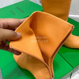 Bottega Veneta Autumn Winter New Sheepskin Retro Square Head High Heel Boots Orange