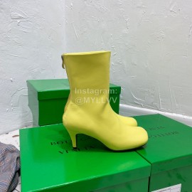 Bottega Veneta Autumn Winter New Sheepskin Retro Square Head High Heel Boots Yellow