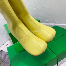 Bottega Veneta Autumn Winter New Sheepskin Retro Square Head High Heel Boots Yellow