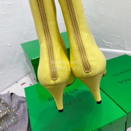 Bottega Veneta Autumn Winter New Sheepskin Retro Square Head High Heel Boots Yellow