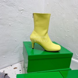 Bottega Veneta Autumn Winter New Sheepskin Retro Square Head High Heel Boots Yellow