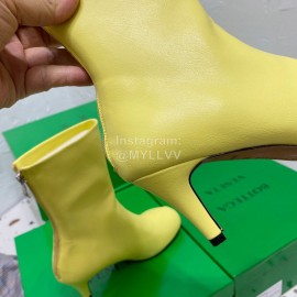 Bottega Veneta Autumn Winter New Sheepskin Retro Square Head High Heel Boots Yellow
