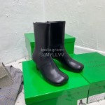Bottega Veneta Autumn Winter New Sheepskin Retro Square Head High Heel Boots Black