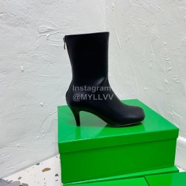 Bottega Veneta Autumn Winter New Sheepskin Retro Square Head High Heel Boots Black