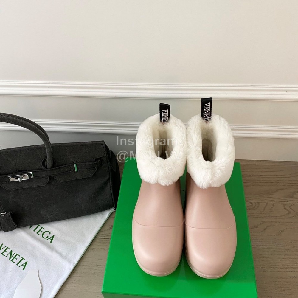 Bottega Veneta Winter Lamb Wool Waterproof Cute Boots For Women Pink