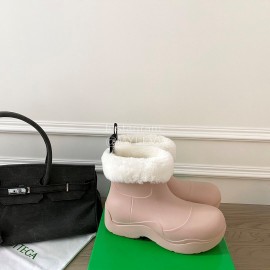 Bottega Veneta Winter Lamb Wool Waterproof Cute Boots For Women Pink
