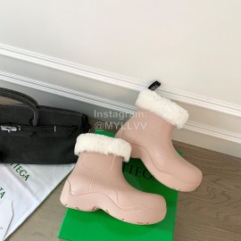 Bottega Veneta Winter Lamb Wool Waterproof Cute Boots For Women Pink