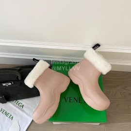 Bottega Veneta Winter Lamb Wool Waterproof Cute Boots For Women Pink