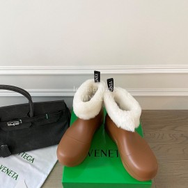 Bottega Veneta Winter Lamb Wool Waterproof Cute Boots For Women Brown