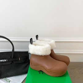Bottega Veneta Winter Lamb Wool Waterproof Cute Boots For Women Brown
