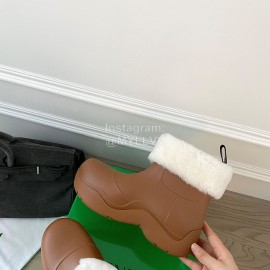 Bottega Veneta Winter Lamb Wool Waterproof Cute Boots For Women Brown