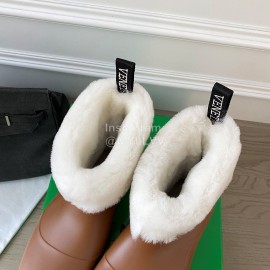 Bottega Veneta Winter Lamb Wool Waterproof Cute Boots For Women Brown