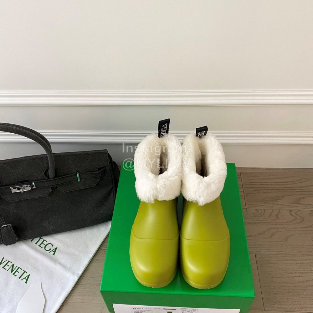 Bottega Veneta Winter Lamb Wool Waterproof Cute Boots For Women Green