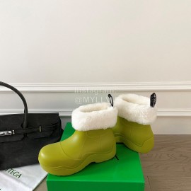 Bottega Veneta Winter Lamb Wool Waterproof Cute Boots For Women Green