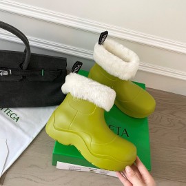 Bottega Veneta Winter Lamb Wool Waterproof Cute Boots For Women Green