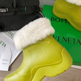 Bottega Veneta Winter Lamb Wool Waterproof Cute Boots For Women Green