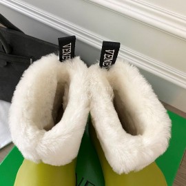 Bottega Veneta Winter Lamb Wool Waterproof Cute Boots For Women Green