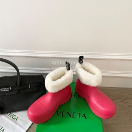 Bottega Veneta Winter Lamb Wool Waterproof Cute Boots For Women Rose Red