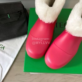 Bottega Veneta Winter Lamb Wool Waterproof Cute Boots For Women Rose Red