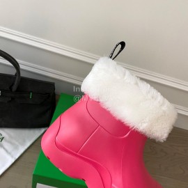 Bottega Veneta Winter Lamb Wool Waterproof Cute Boots For Women Rose Red