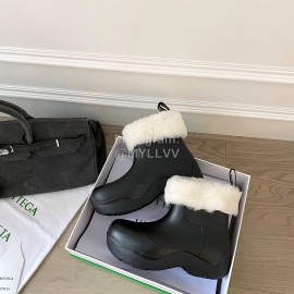 Bottega Veneta Winter Lamb Wool Waterproof Cute Boots For Women Black
