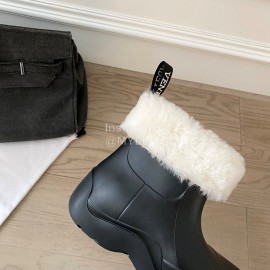 Bottega Veneta Winter Lamb Wool Waterproof Cute Boots For Women Black