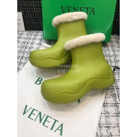 Bottega Veneta Winter Lamb Wool Waterproof Short Boots For Women Green