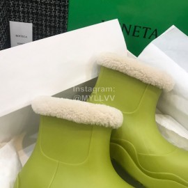 Bottega Veneta Winter Lamb Wool Waterproof Short Boots For Women Green