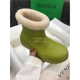 Bottega Veneta Winter Lamb Wool Waterproof Short Boots For Women Green