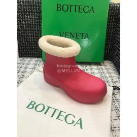 Bottega Veneta Winter Lamb Wool Waterproof Short Boots For Women Rose Red