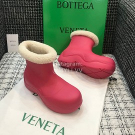 Bottega Veneta Winter Lamb Wool Waterproof Short Boots For Women Rose Red