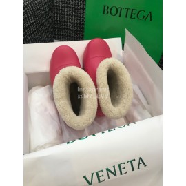 Bottega Veneta Winter Lamb Wool Waterproof Short Boots For Women Rose Red